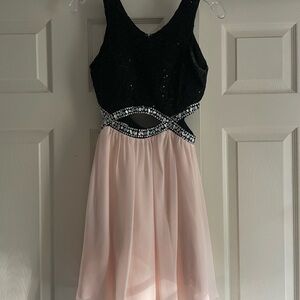 Speechless Pink and Blue Fit and Flare Prom Dress